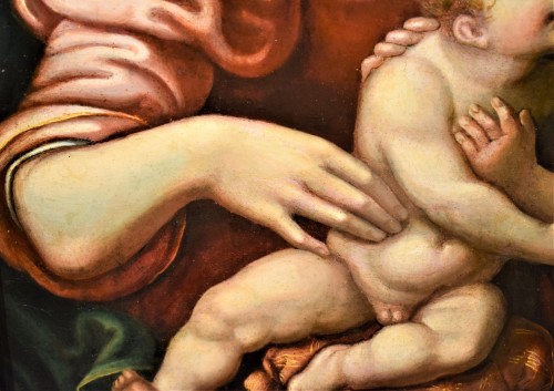 XVIe siècle et avant - Vierge à l'Enfant et St Jean Baptiste Renaissance Lombarde XVIème